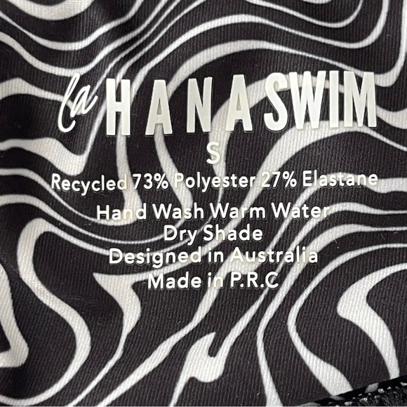 La Hana Swim Women's Black & White Swirly Printed Bikini Top Size S - Picture 7 of 7